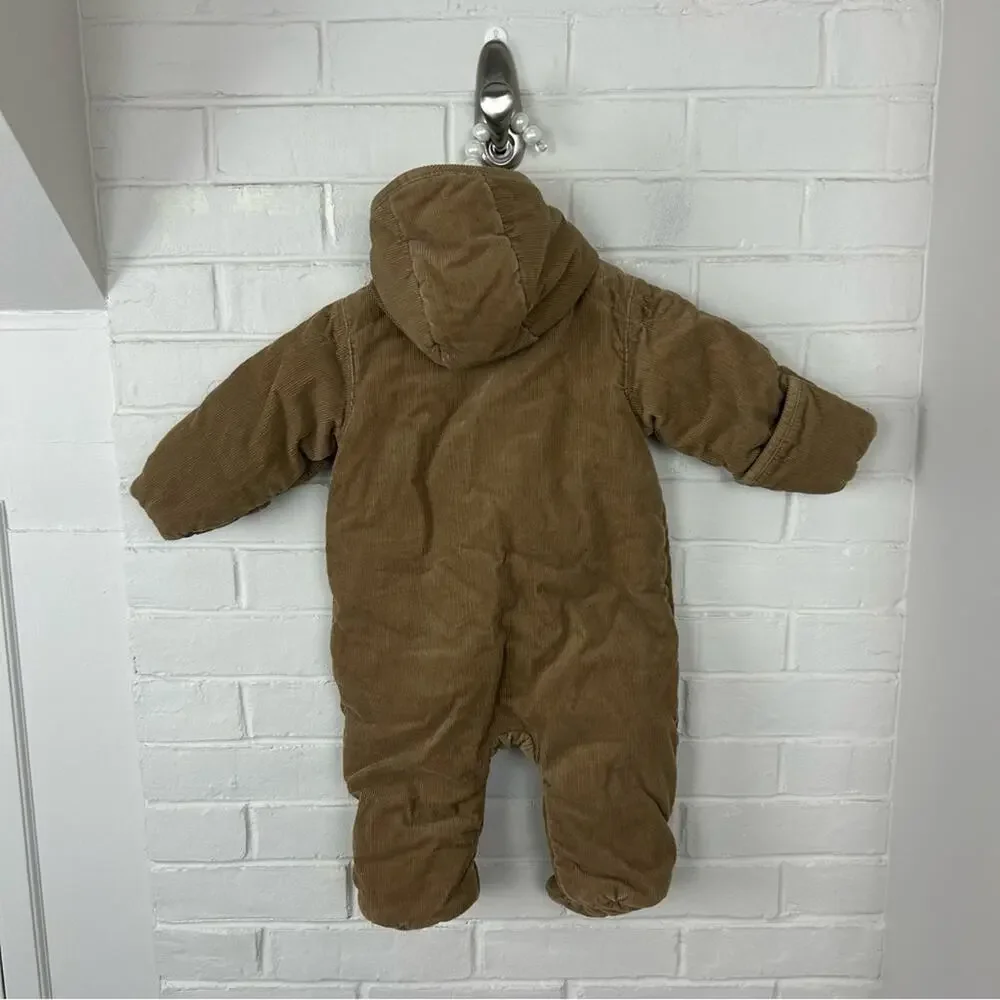 Ralph Lauren Baby Corduroy Plaid Flannel Lined Snow Bunting Size 6 MOS